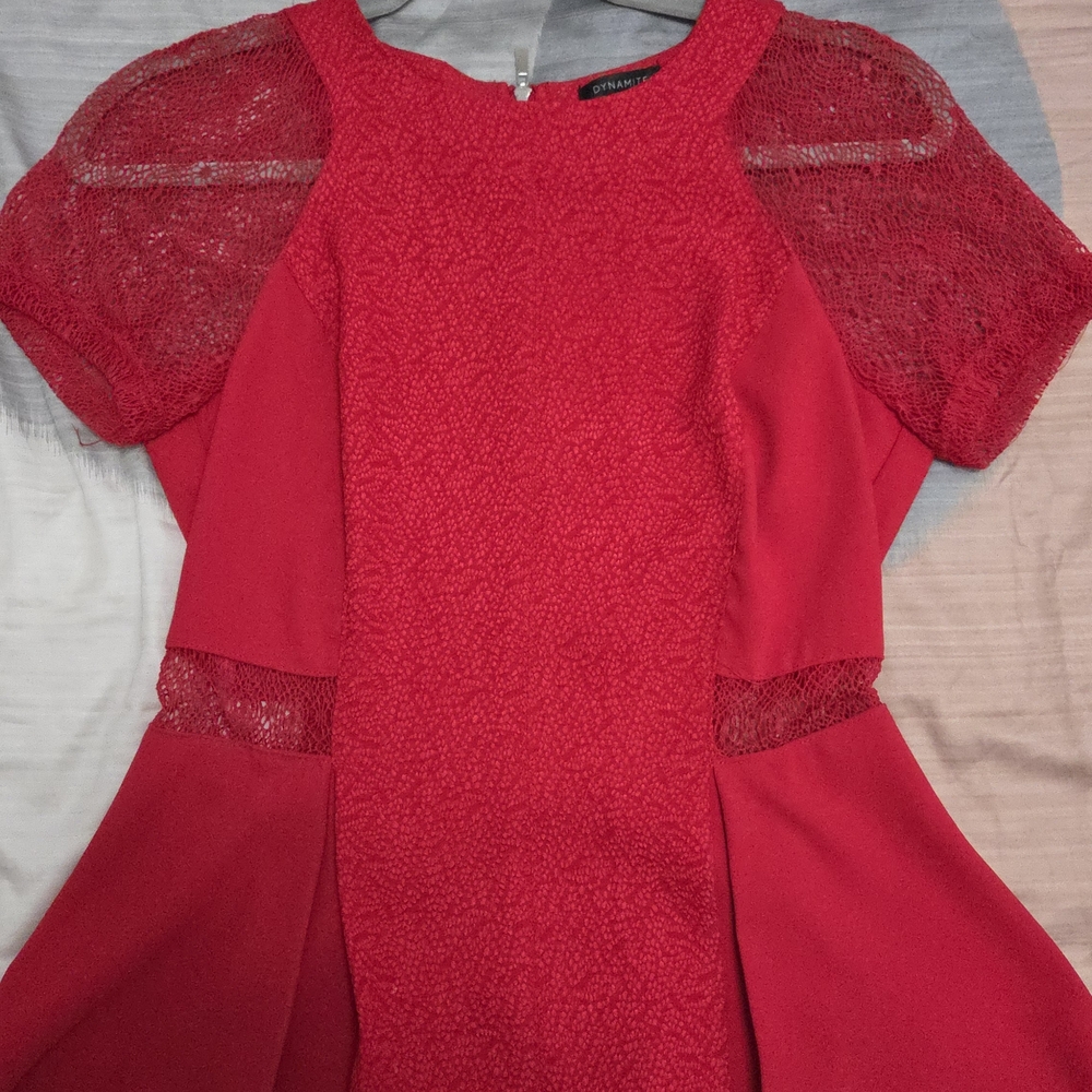 Dynamite Red Lace Top